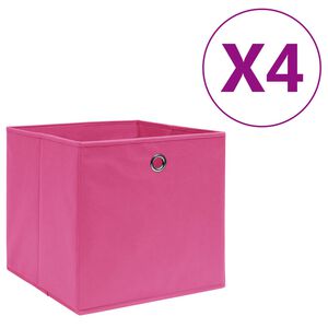 vidaXL Caixas arruma&ccedil;&atilde;o 4 pcs 28x28x28 cm tecido-n&atilde;o-tecido rosa