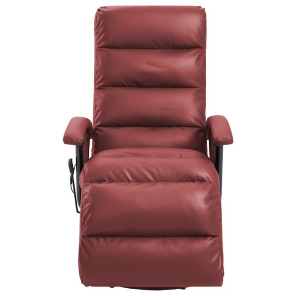 vidaXL Cadeira de massagens reclinável couro artificial vermelho tinto