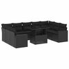 vidaXL 10 pcs conjunto sof&aacute;s de jardim c/ almofad&otilde;es vime PE preto