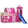 vidaXL Cama alta para crian&ccedil;a com torre 80x200 cm pinho maci&ccedil;o rosa