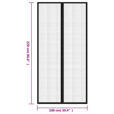 vidaXL Cortinas de porta anti-insetos magnéticas 2 pcs 220x100cm preto