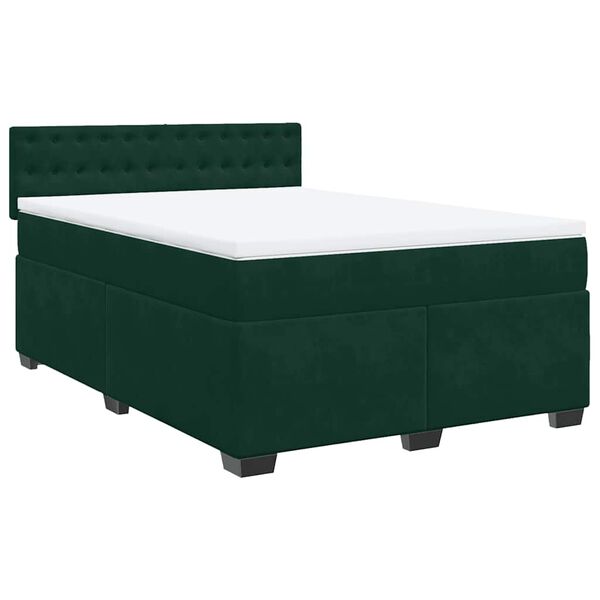 vidaXL Cama com molas/colch&atilde;o 160x200 cm veludo verde-escuro