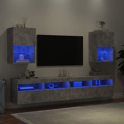 vidaXL Móveis de TV com luzes LED 2 pcs 40,5x30x60 cm cinzento cimento