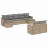 vidaXL 9 pcs conj. sof&aacute;s jardim c/ almofad&otilde;es vime PE bege misturado