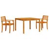 vidaXL Conjunto de Jantar para Jardim 3 unid. Castanho
