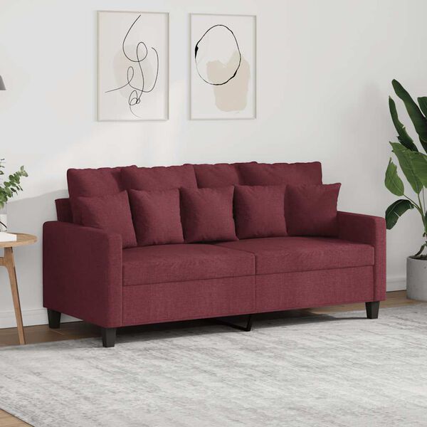 vidaXL Sof&aacute; de 2 lugares tecido 140 cm vermelho tinto