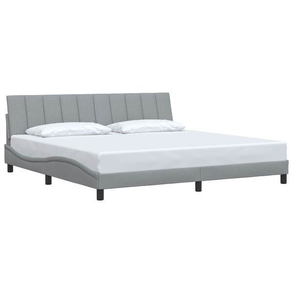 vidaXL Estrutura de cama sem colch&atilde;o Hanko 200x200 cm tecido cinzento-claro