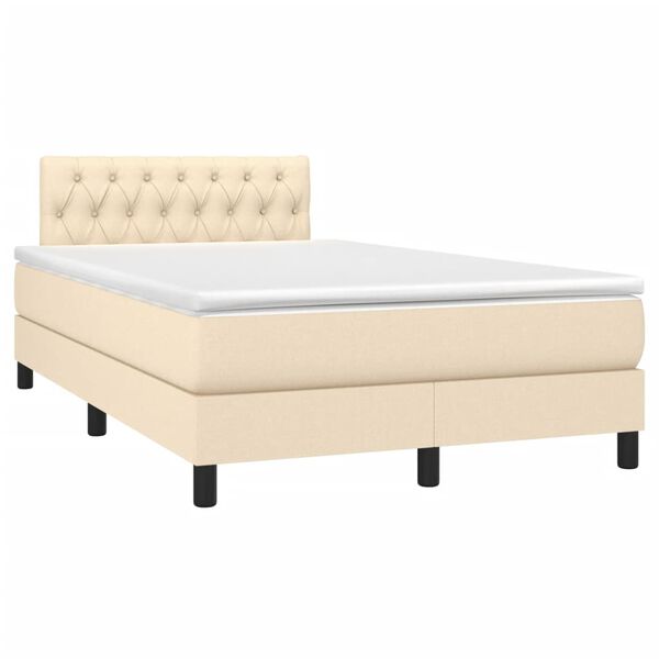 vidaXL Cama boxspring com colch&atilde;o 120x190 cm tecido cor creme