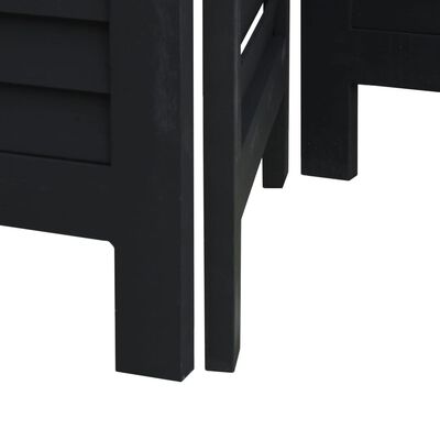 vidaXL Biombo com 3 painéis madeira de paulownia maciça preto
