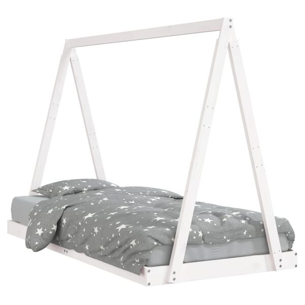 vidaXL Estrutura de cama infantil 90x190 cm pinho maciço branco