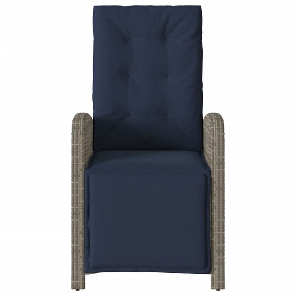 vidaXL Cadeira de jardim reclin&aacute;vel c/ apoio para os p&eacute;s vime PE cinza