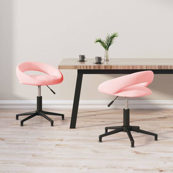 vidaXL Cadeiras de jantar girat&oacute;rias 2 pcs veludo rosa