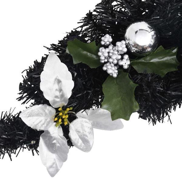 vidaXL Grinalda de Natal com luzes LED 90 cm PVC preto