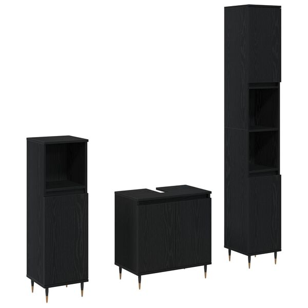 vidaXL Conjunto de Móveis para o Banheiro 3 pcs Carvalho Preto