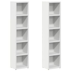 vidaXL Arm&aacute;rios para CD 2 pcs 21x16x93,5 cm contraplacado branco