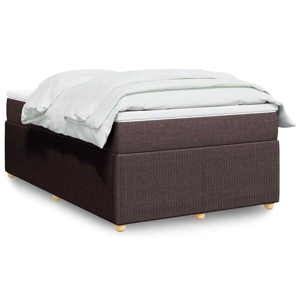vidaXL Cama boxspring com colchão 120x190 cm tecido castanho-escuro