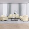 vidaXL 3 pcs conjunto sof&aacute;s c/ almofad&otilde;es couro artificial cor creme