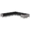 vidaXL 10pcs conj. lounge jardim c/ almofad&otilde;es vime PE cinzento-escuro
