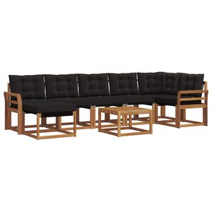 vidaXL Conjunto de Sof&aacute;s para Exterior 8 pcs Natural e Preto