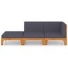 vidaXL 3 pcs conjunto lounge de jardim c/ almofad&otilde;es ac&aacute;cia maci&ccedil;a