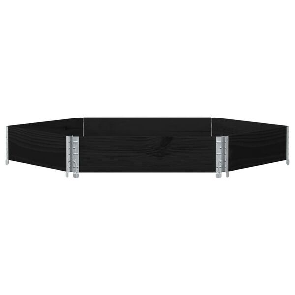 vidaXL Canteiro elevado hexagonal 160x160 cm pinho maciço preto