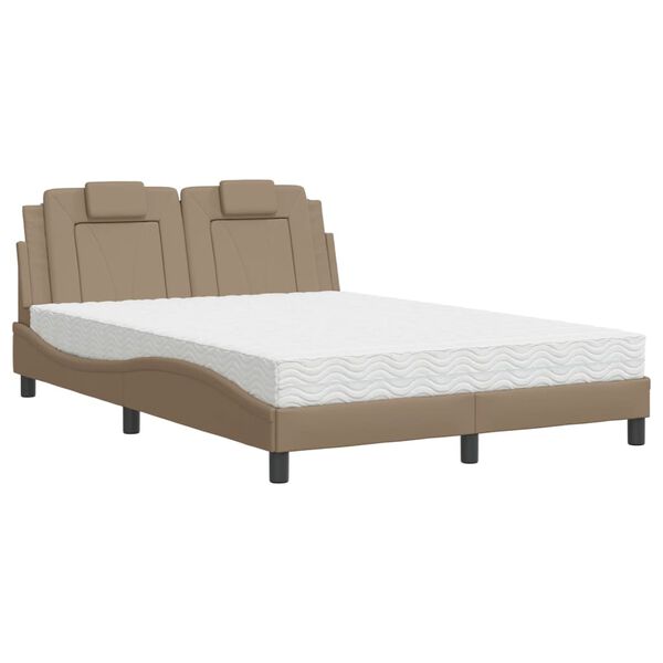 vidaXL Cama Viana com colch&atilde;o 120x200 cm couro artificial cappuccino
