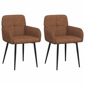vidaXL Cadeiras de Jantar 2 unid. Couro Suede Sint&eacute;tico Castanho
