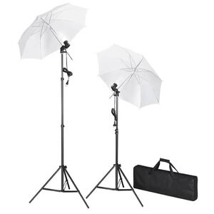 Kit de ilumina&ccedil;&atilde;o para est&uacute;dio com trip&eacute;s e sombrinhas