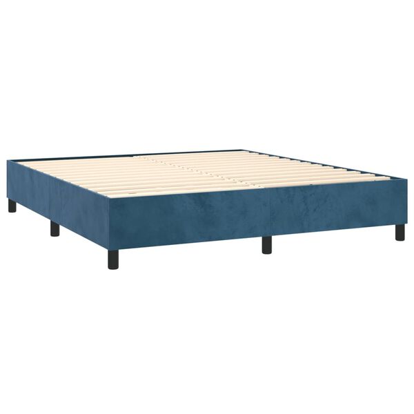 vidaXL Cama com molas/colch&atilde;o 160x200 cm veludo azul-escuro