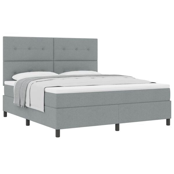 vidaXL Cama Box com colch&atilde;o Cinzento-claro 180 x 200 cm tecido