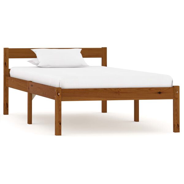 vidaXL Estrutura de cama 100x200 cm madeira pinho maciço castanho mel
