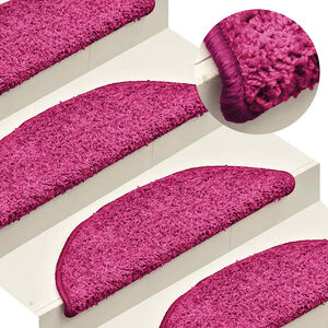 vidaXL Tapetes de escada 15 pe&ccedil;as 56x17x3 cm rosa semicircular