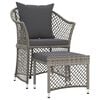 vidaXL 2 pcs conjunto lounge de jardim c/ almofad&otilde;es vime PE cinzento