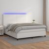 vidaXL Cama box spring c/colch&atilde;o/LED 180x200cm couro artificial branco