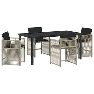 vidaXL Conjunto de Jantar para Jardim 5 pcs Cinzento-claro vime PE