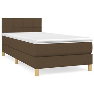 vidaXL Cama com molas/colch&atilde;o 90x200 cm tecido castanho-escuro
