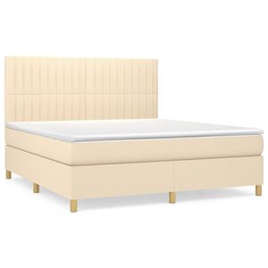 vidaXL Cama com molas/colch&atilde;o 160x200 cm tecido cor creme