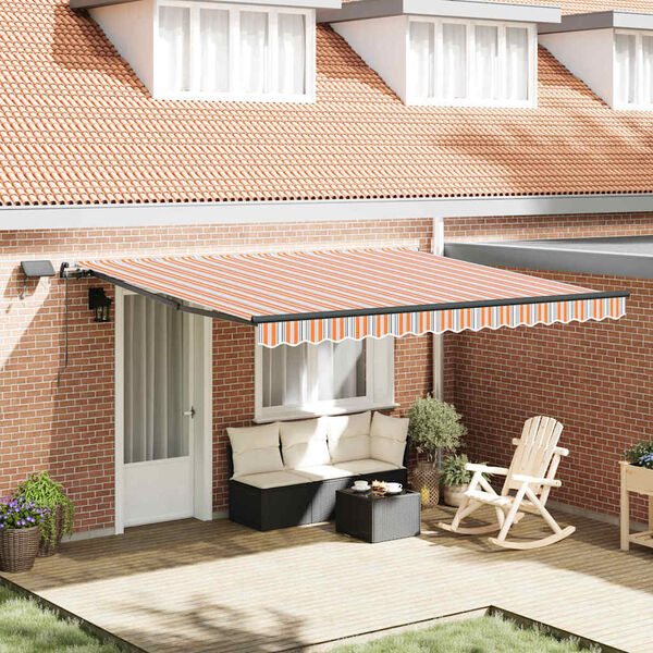 vidaXL Toldo Retr&aacute;til Manual Multicolor 400 &times;300 cm tecido