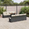 vidaXL Conjunto de Sof&aacute; de Jardim 9 pcs Preto Rattan Sint&eacute;tico