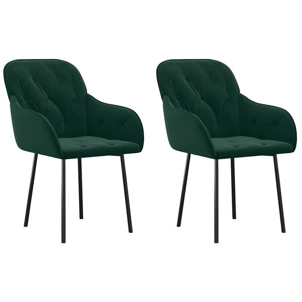 vidaXL Cadeiras de jantar 2 pcs veludo verde-escuro