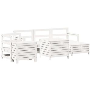 vidaXL 7 pcs conjunto de sof&aacute;s para jardim pinho maci&ccedil;o branco