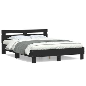 vidaXL Estrutura cama c/ cabeceira 150x200 cm derivados madeira preto