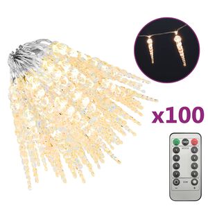 vidaXL Luz de Natal em formato de pingente 100 LEDs Branco Quente 10 m PVC Acr&iacute;lico