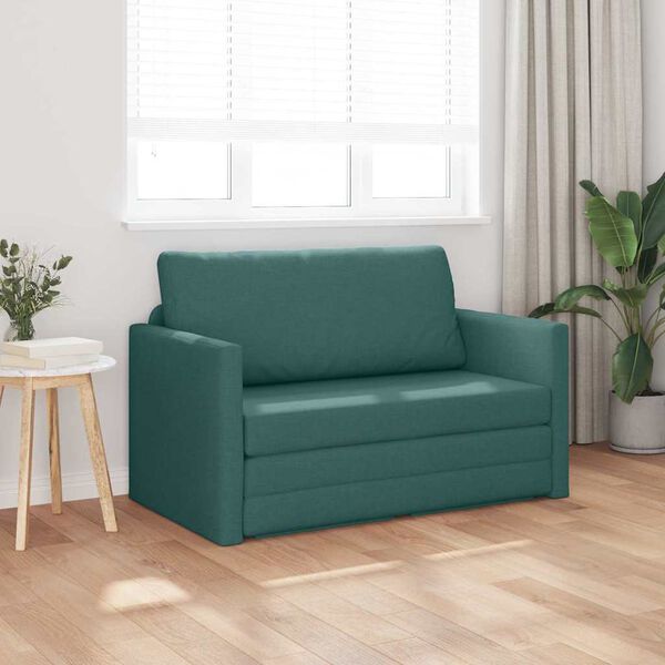 vidaXL Sof&aacute;-Cama 110cm Verde Escuro tecido