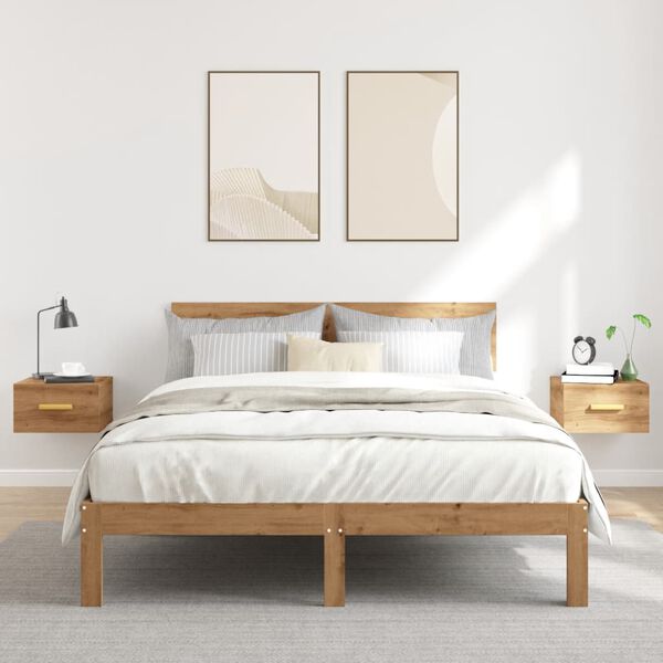 vidaXL Mesas de cabeceira de parede 2pcs 35x35x20cm carvalho artisiano