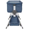 vidaXL Cama de beb&eacute; com colch&atilde;o tecido de linho azul marinho
