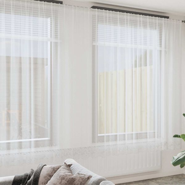 vidaXL Cortina de Renda com cortinas Branco 300 x 750 cm Poli&eacute;ster