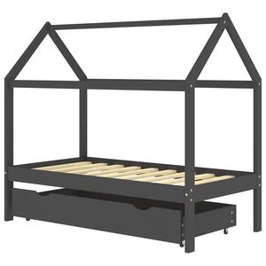 vidaXL Cama p/ crian&ccedil;as c/ gaveta 80x160 cm pinho maci&ccedil;o cinza-escuro