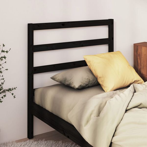 vidaXL Cabeceira de cama 95x4x100 cm pinho maci&ccedil;o preto