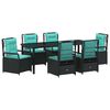 vidaXL Conjunto de Jantar para Jardim 7 unid. Preto vime PE